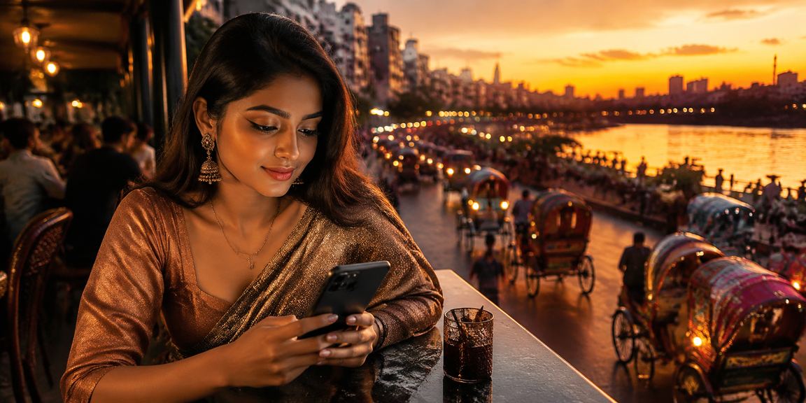ঢাকায় রিকশা চালকের পাশে বসে মোবাইলে লটারি টিকিট কিনছেন একজন ব্যবহারকারী